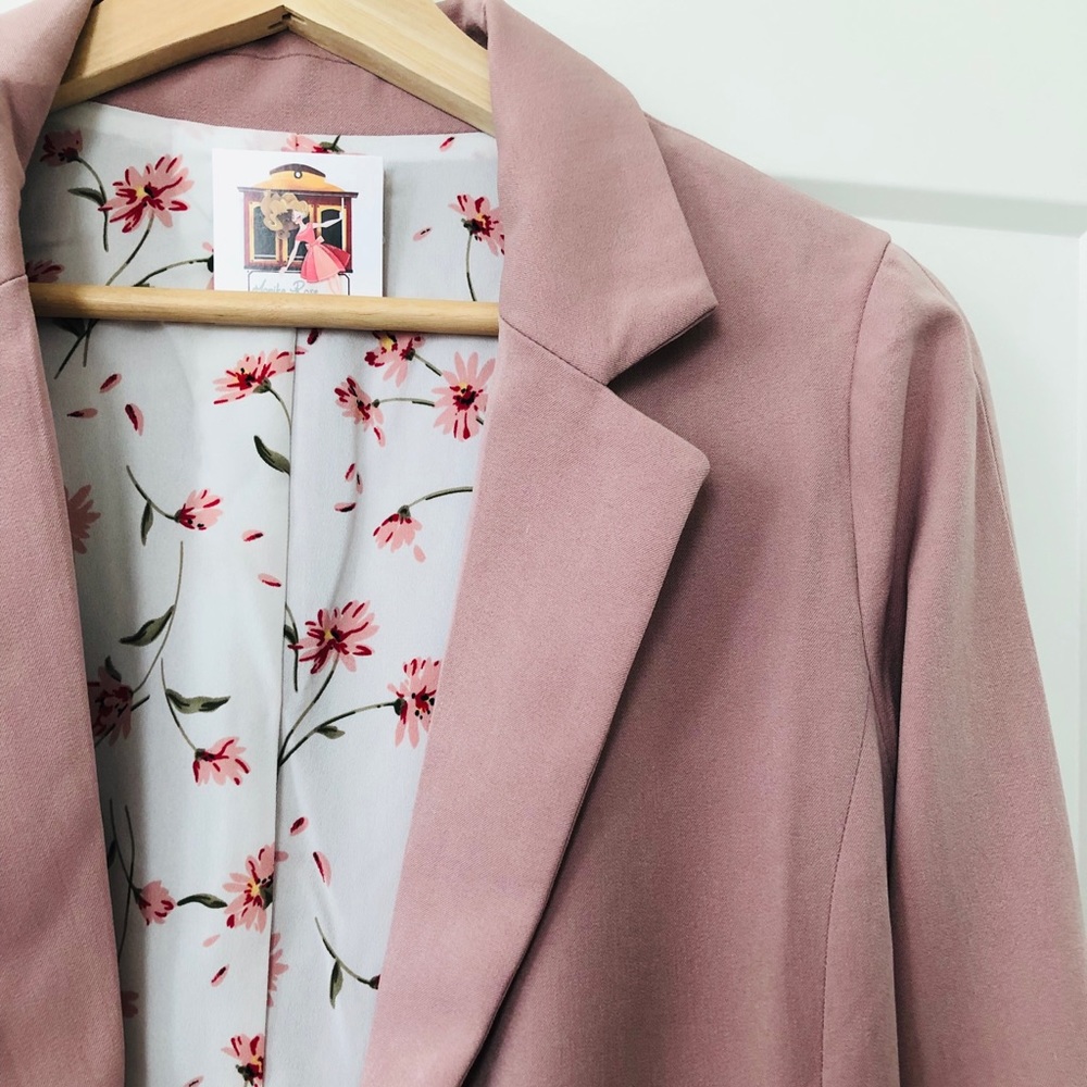 Dusty Pink Bow Sleeve Blazer - Picture 4 of 5